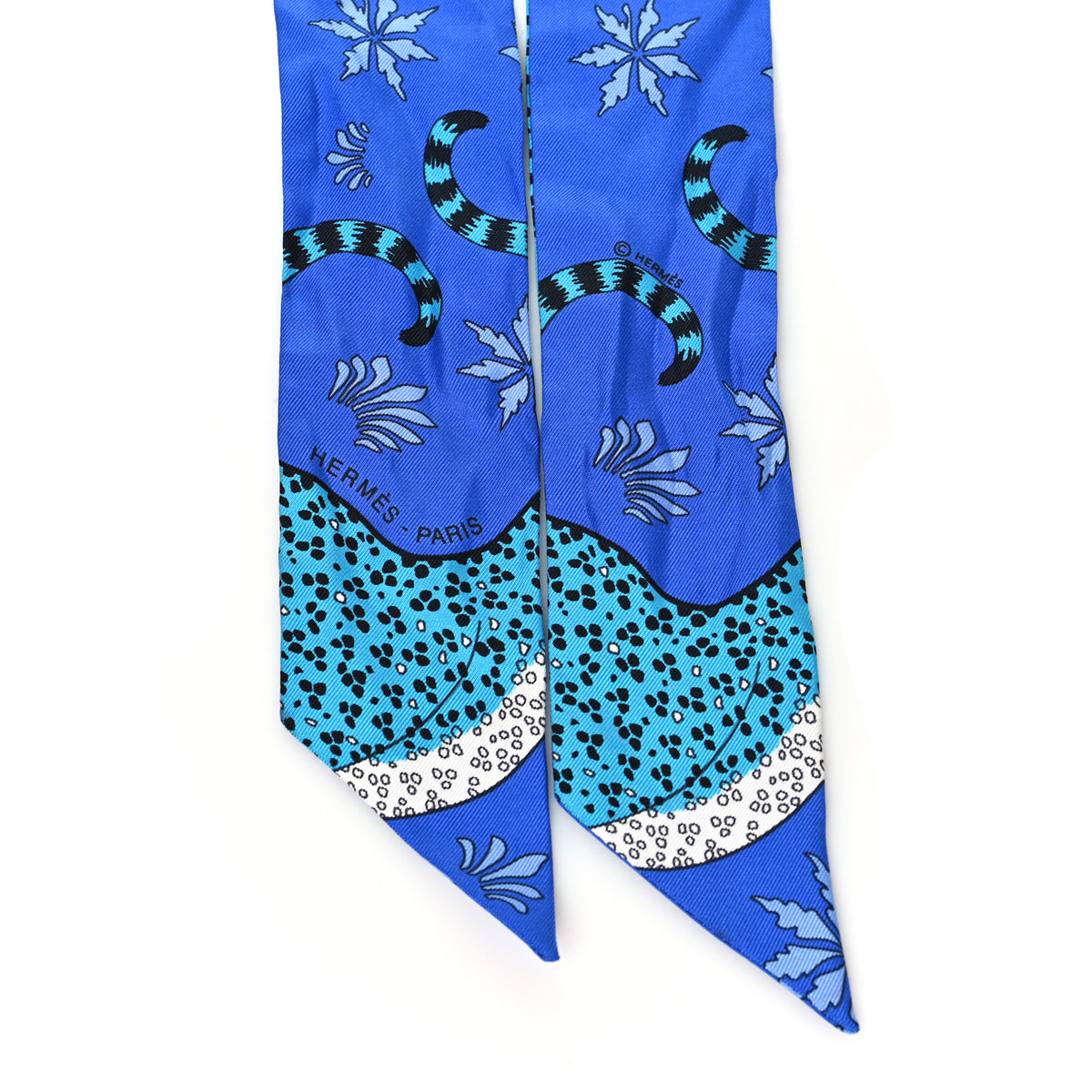 Silk Les Leopards Twilly Bleu Roy Turquoise Ciel
