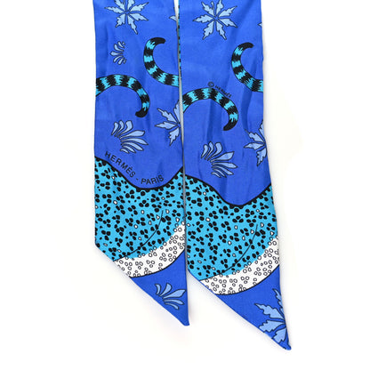 Hermes Silk Les Leopards Twilly Bleu Roy Turquoise Ciel 2 of 4
