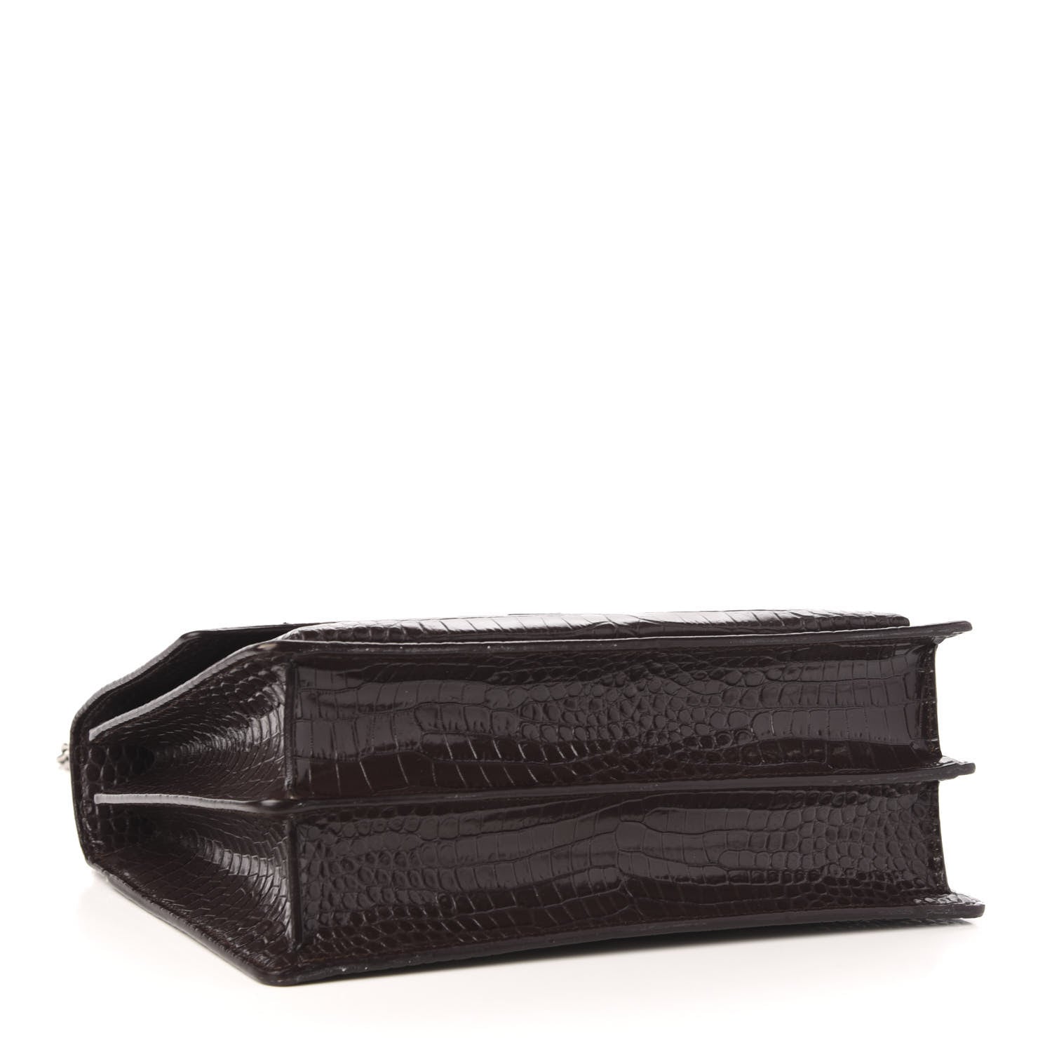 Saint Laurent Calfskin Crocodile Embossed Medium Monogram Sunset Brown 4 of 12