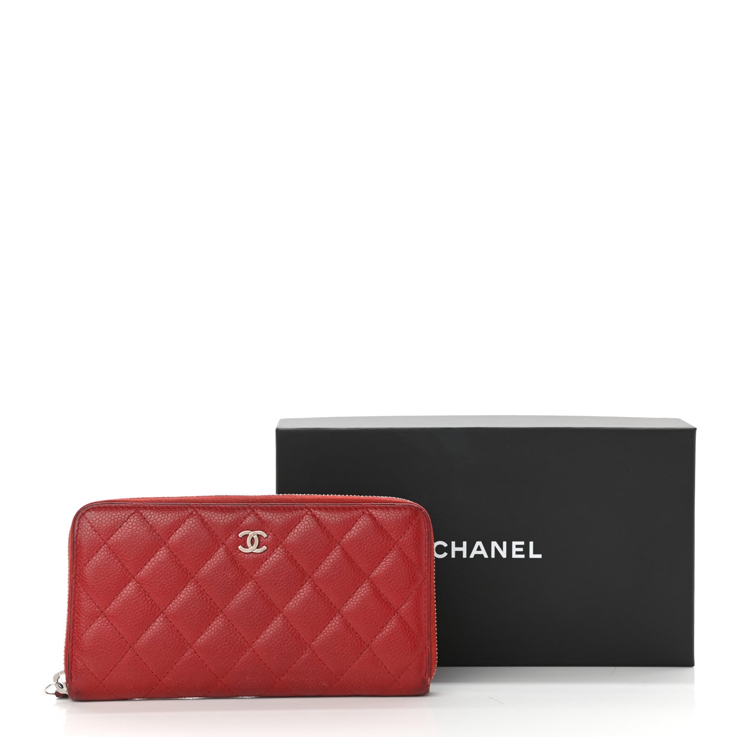 Chanel Caviar Quilted Large Gusset Zip Around Wallet Red 16 of 16