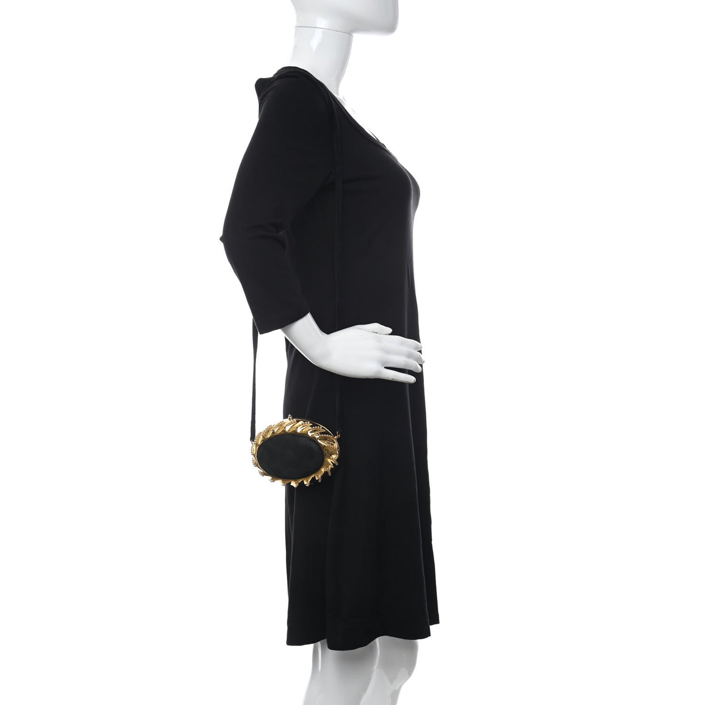 Veau Doblis Brass Minaudiere Clutch Black