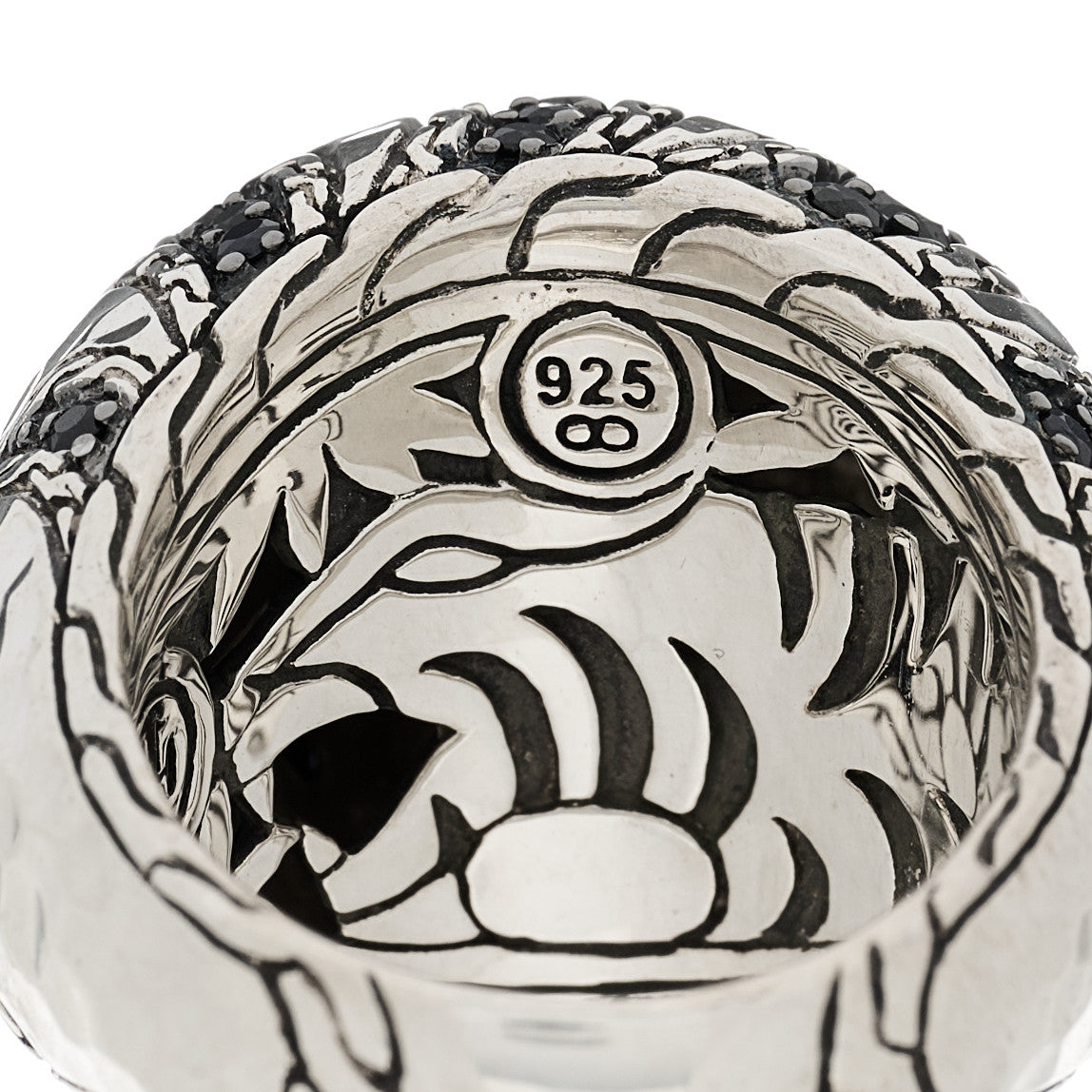 Sterling Silver Black Sapphire Macan Dome Ring 54 7