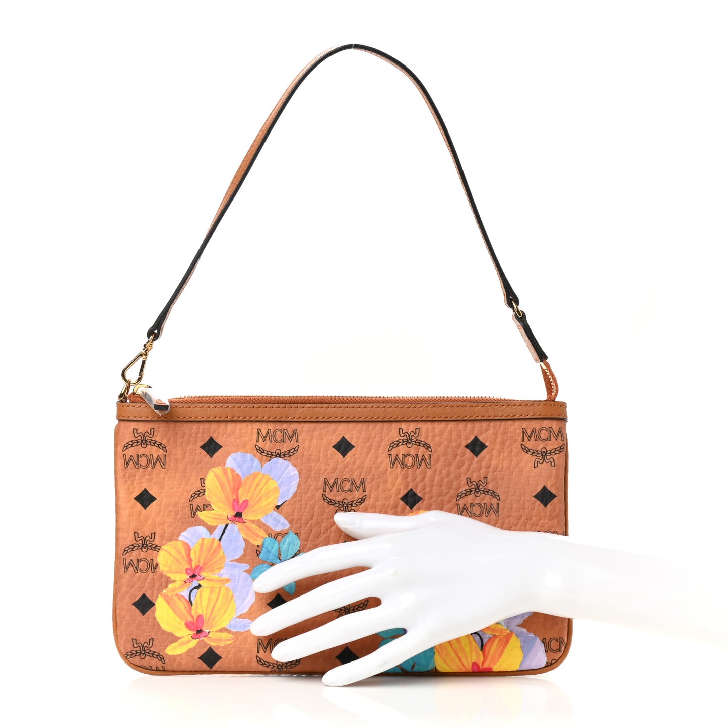 Visetos Anya Essential Floral Print Shopper Tote Pouch Cognac