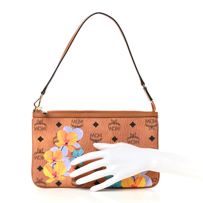 MCM Visetos Anya Essential Floral Print Shopper Tote Pouch Cognac 2 of 6