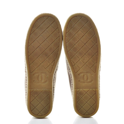 Chanel Velvet Logo Espadrilles 37 Beige Black 6 of 10