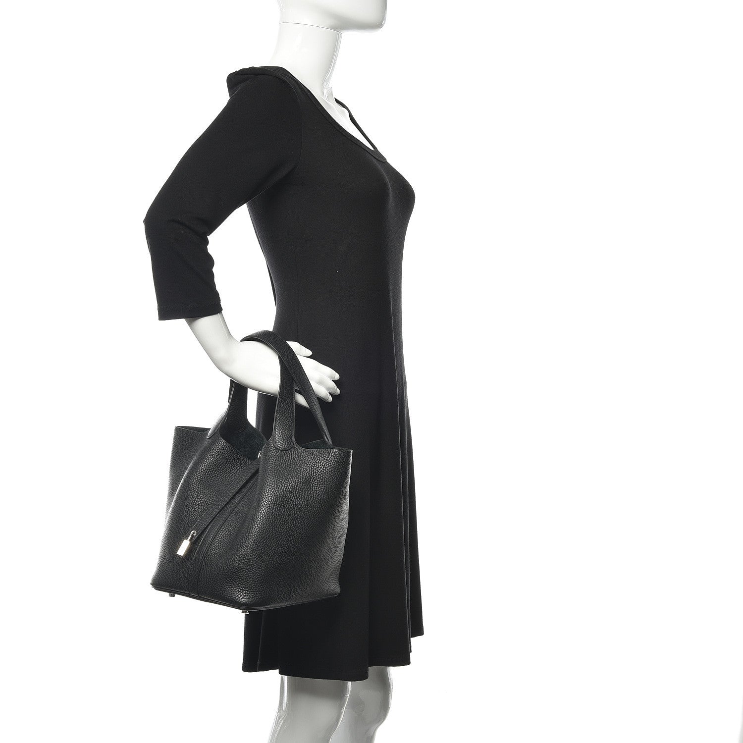 Hermes Taurillon Clemence Picotin Lock 22 MM Black 2 of 9