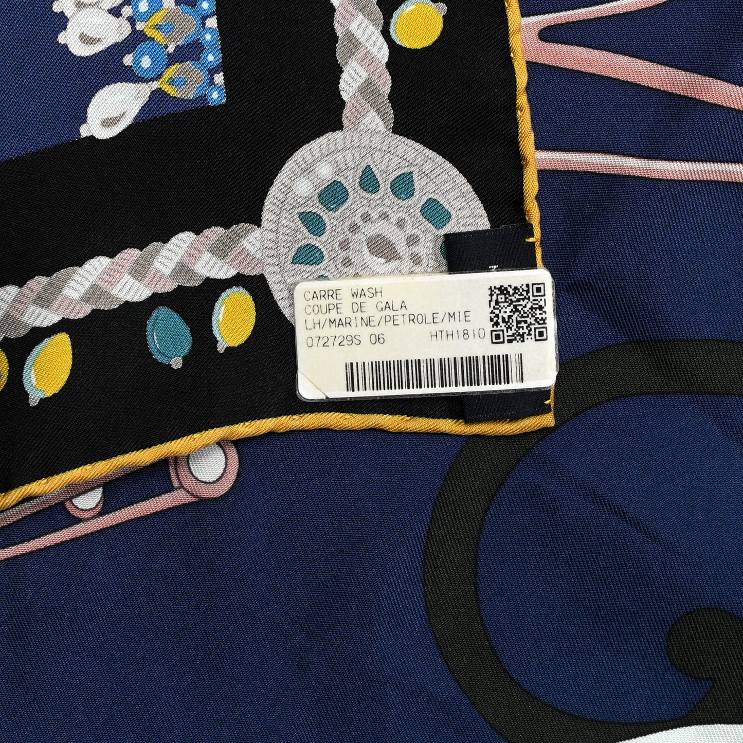 Silk Coupe De Gala Wash Scarf 90 Marine Petrole Miel