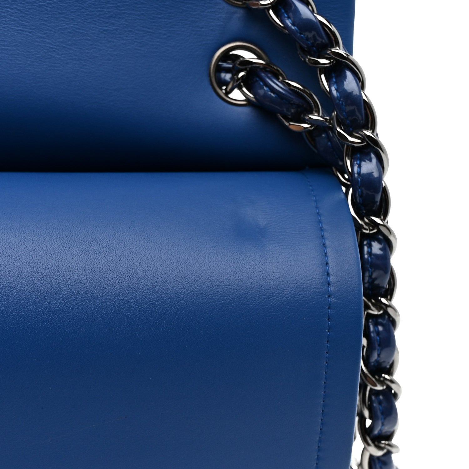 Chanel Patent Calfskin Quilted Jumbo Double Flap Blue 1794729