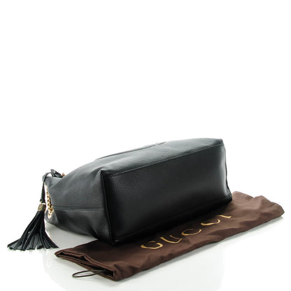Gucci Pebbled Calfskin Medium Soho Chain Shoulder Bag Black 4 of 7