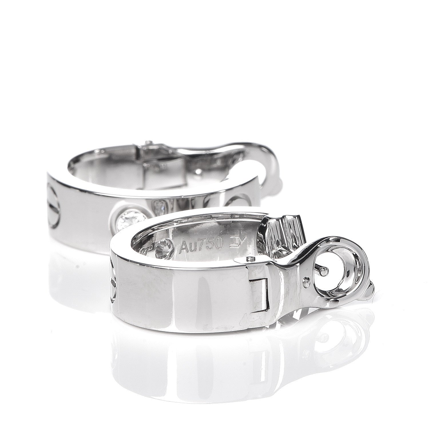Cartier 18K White Gold 2 Diamond 5.5mm LOVE Hoop Earrings 3 of 6