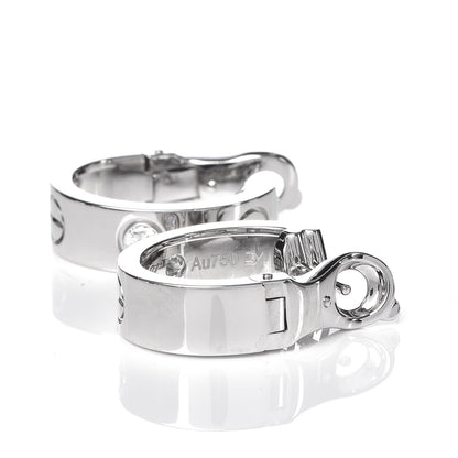 Cartier 18K White Gold 2 Diamond 5.5mm LOVE Hoop Earrings 3 of 6