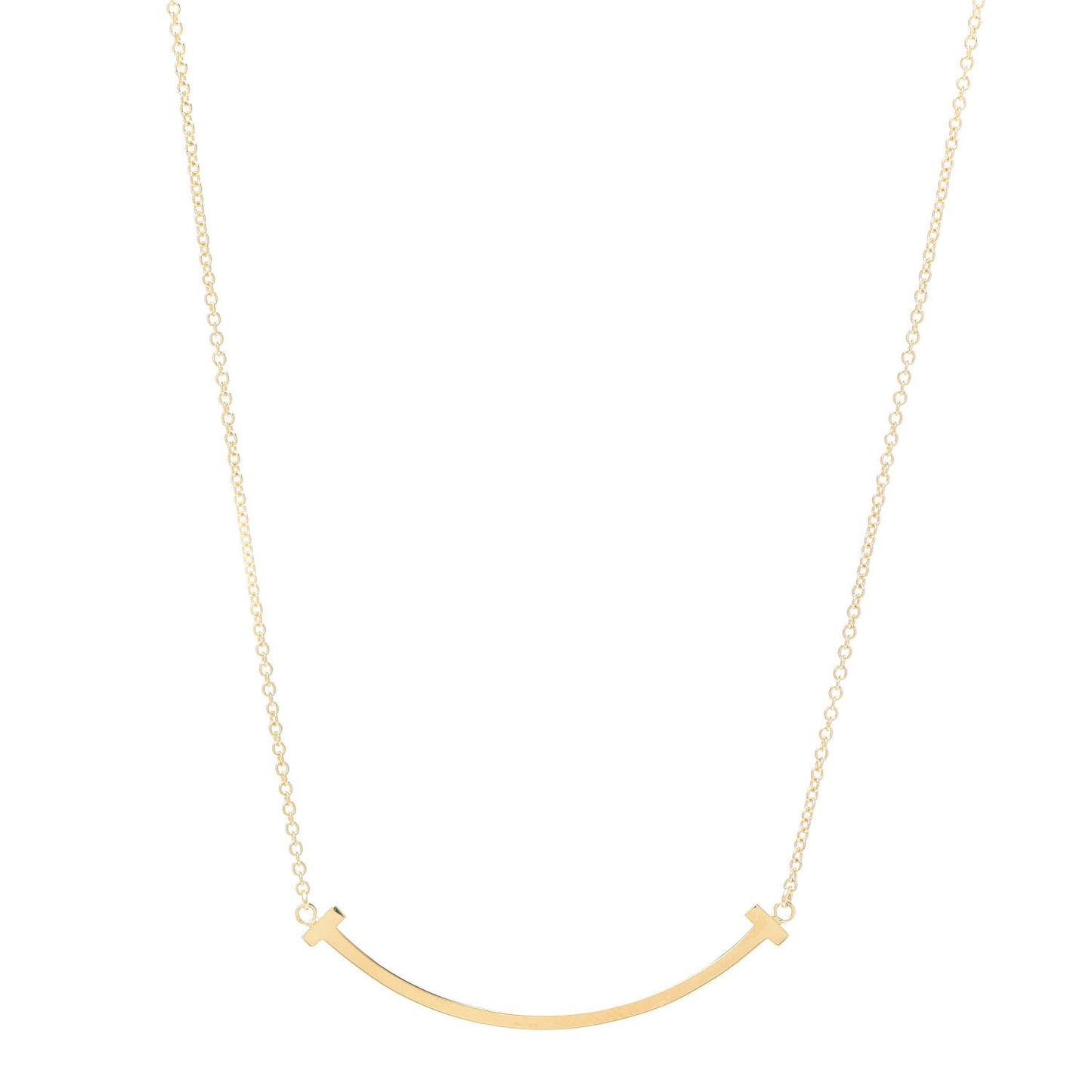18K Yellow Gold Small T Smile Pendant Necklace