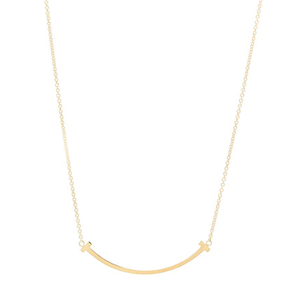 Tiffany 18K Yellow Gold Small T Smile Pendant Necklace 1 of 6