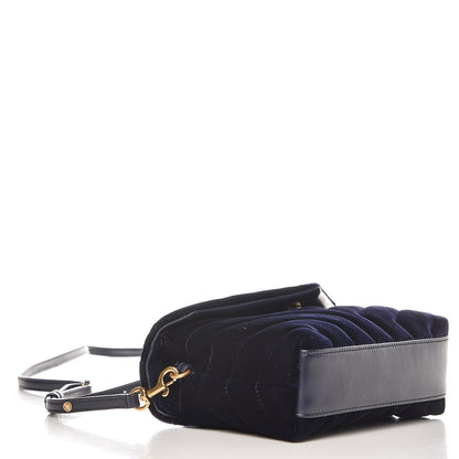 Saint Laurent Velvet Y Quilted Monogram Toy Loulou Crossbody Bag Navy 4 of 8