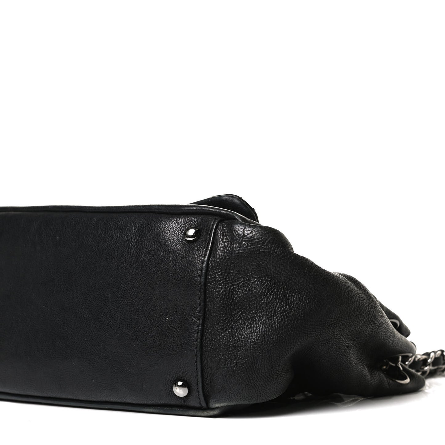 Calfskin Diamond Stitch Accordion Flap Black