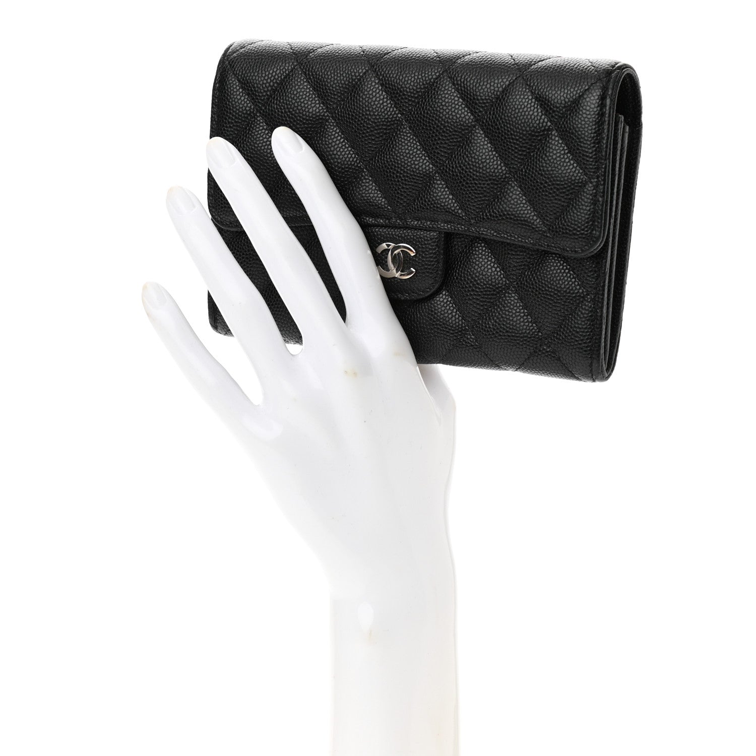 Chanel Caviar Quilted Medium Flap Wallet Black 2 of 9