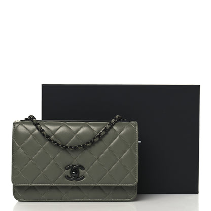 Chanel Lambskin Quilted Trendy CC Wallet On Chain WOC Green 12 of 12