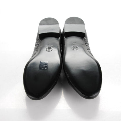 Chanel Aged Calfskin Quilted CC Cap Toe Ballerina Flats 40 Black 5 of 8