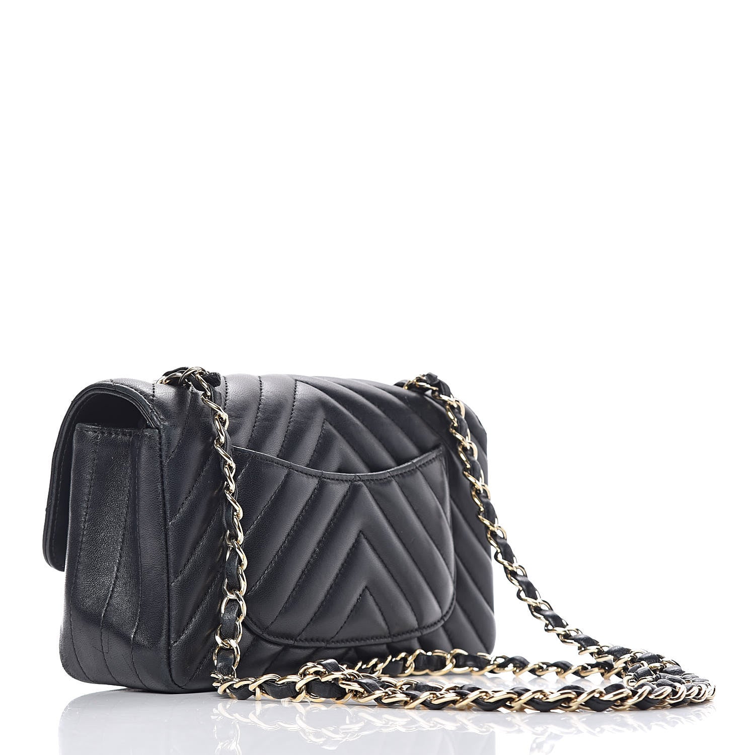 Chanel Lambskin Chevron Quilted Mini Rectangular Flap Black 3 of 15
