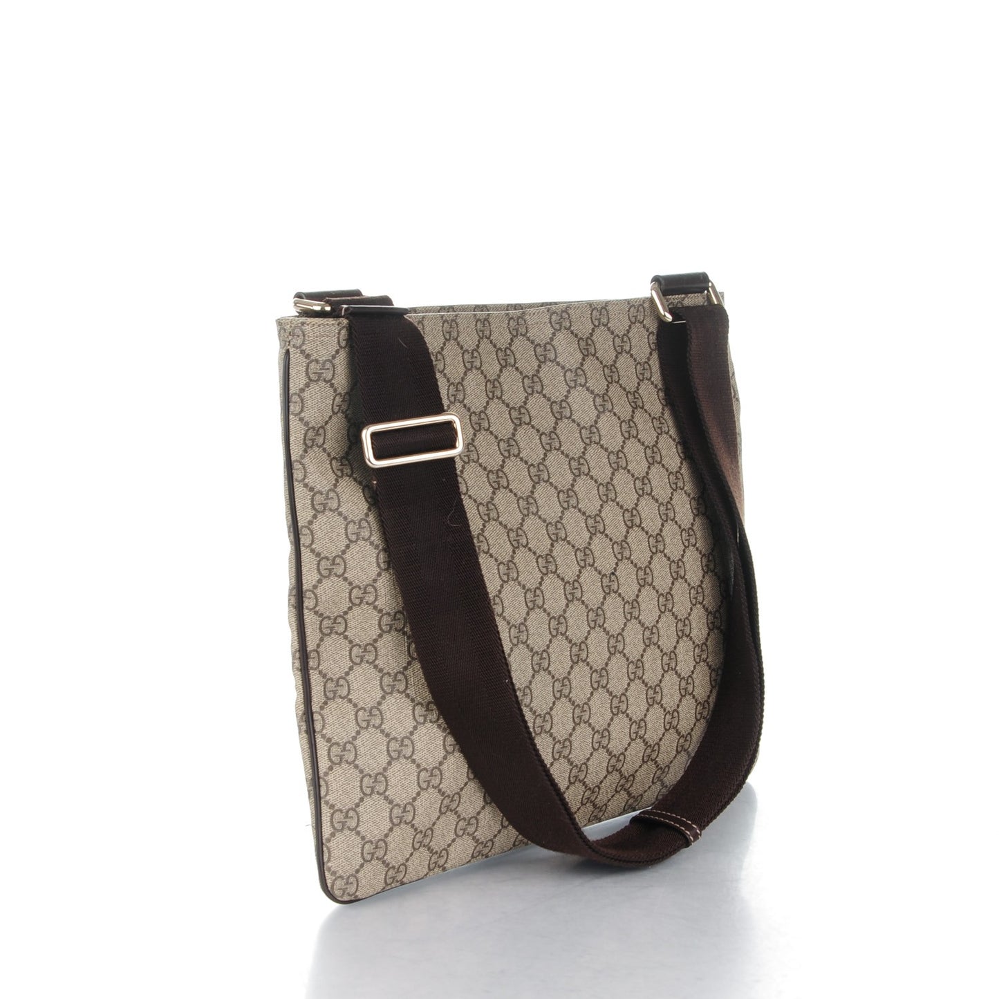 GG Plus Monogram Large Flat Messenger Bag Beige Brown