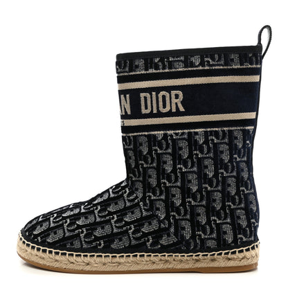 Christian Dior Velvet Oblique Granville Espadrille Boots 38 Deep Blue 1 of 6