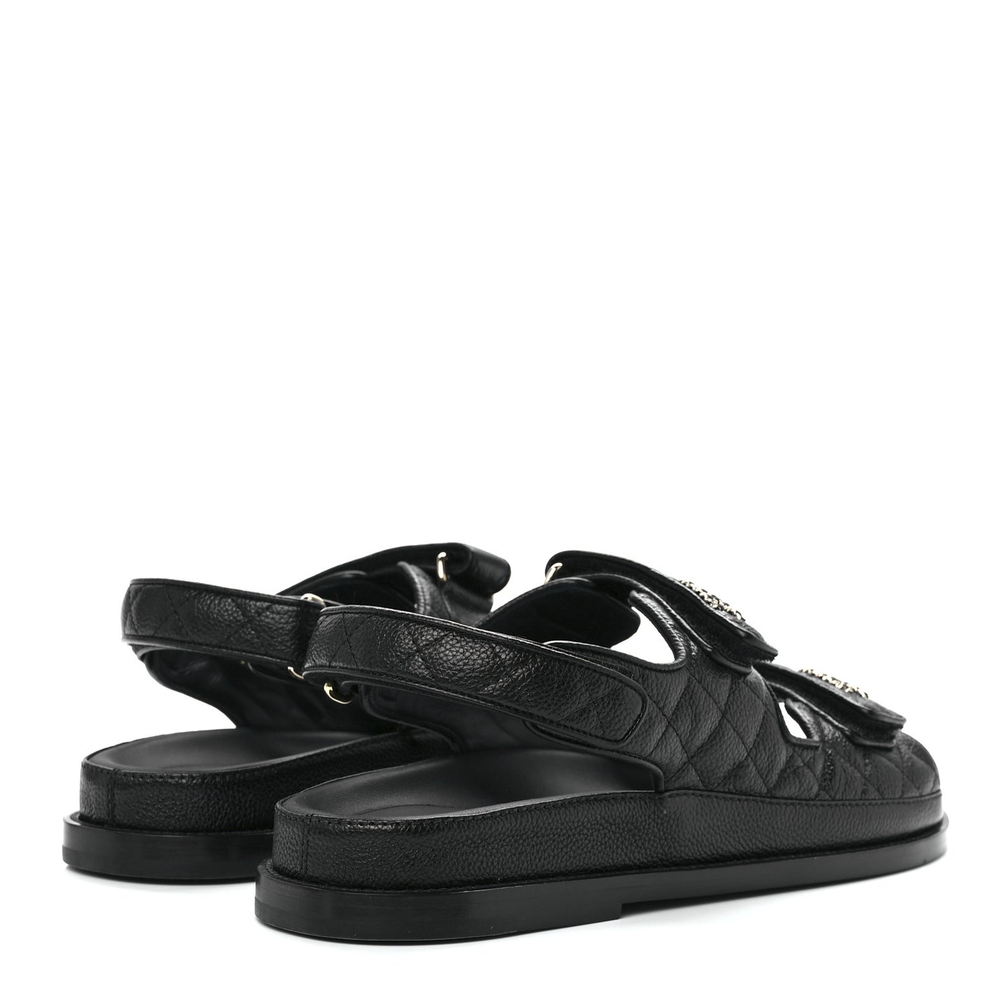 Grained Calfskin Velcro Dad Sandals 41 Black