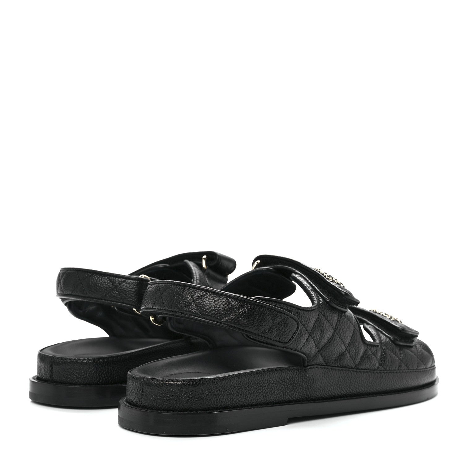 Chanel Grained Calfskin Velcro Dad Sandals 41 Black 4 of 8