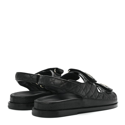Chanel Grained Calfskin Velcro Dad Sandals 41 Black 4 of 8