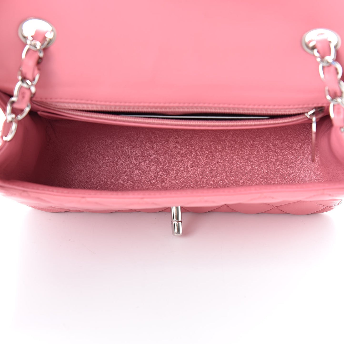 Lambskin Quilted Mini Rectangular Flap Pink