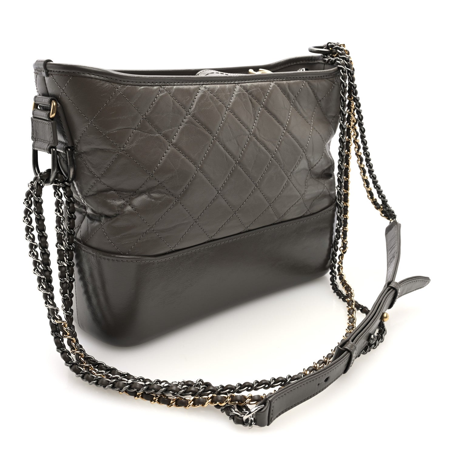 Chanel Aged Calfskin Quilted Medium Gabrielle Hobo Grey 3 of 10