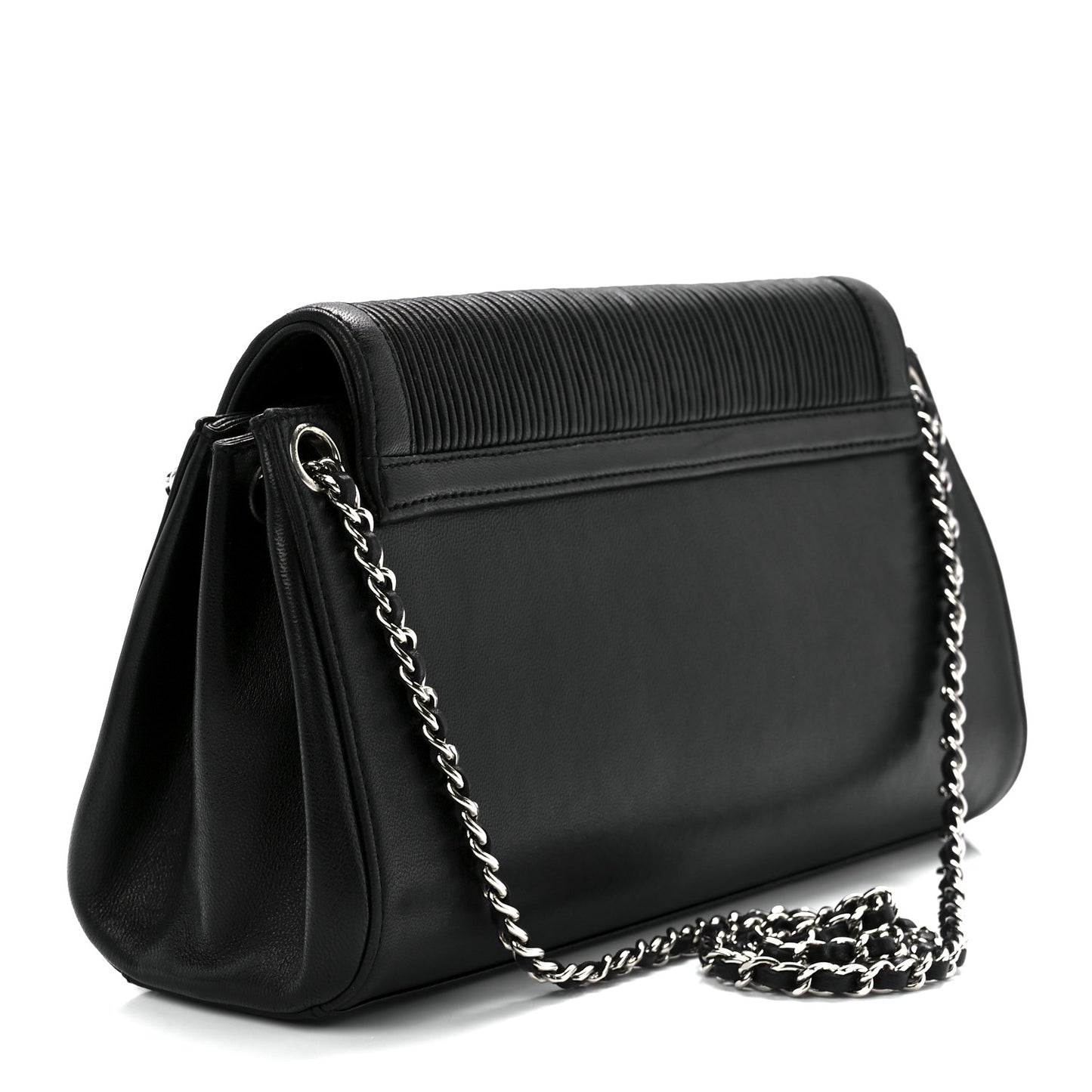 Lambskin Vertical Quilted Accordion Reissue Flap Black