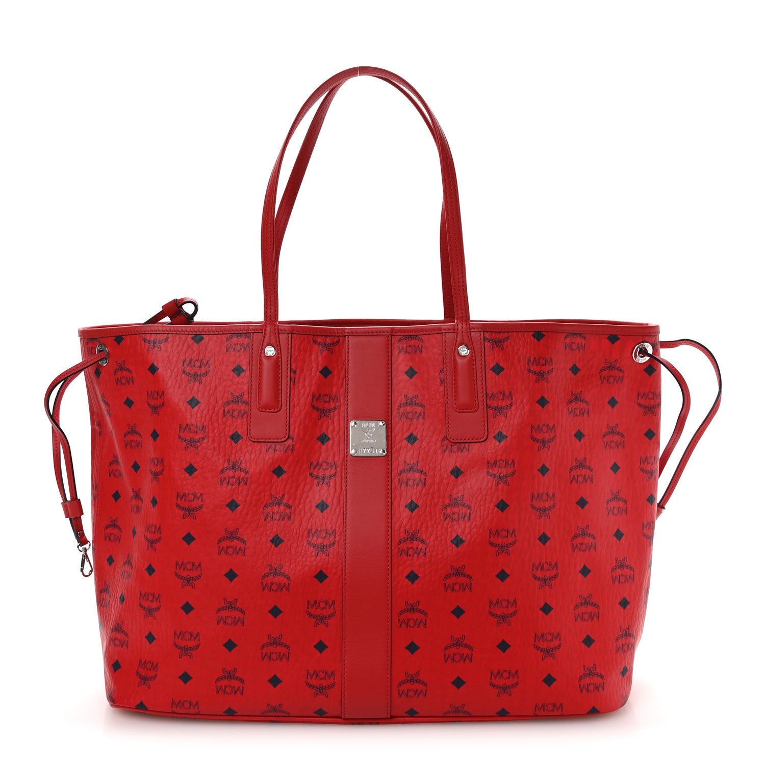 MCM Visetos Large Liz Reversible Shopper Tote Candy Red 1 of 16