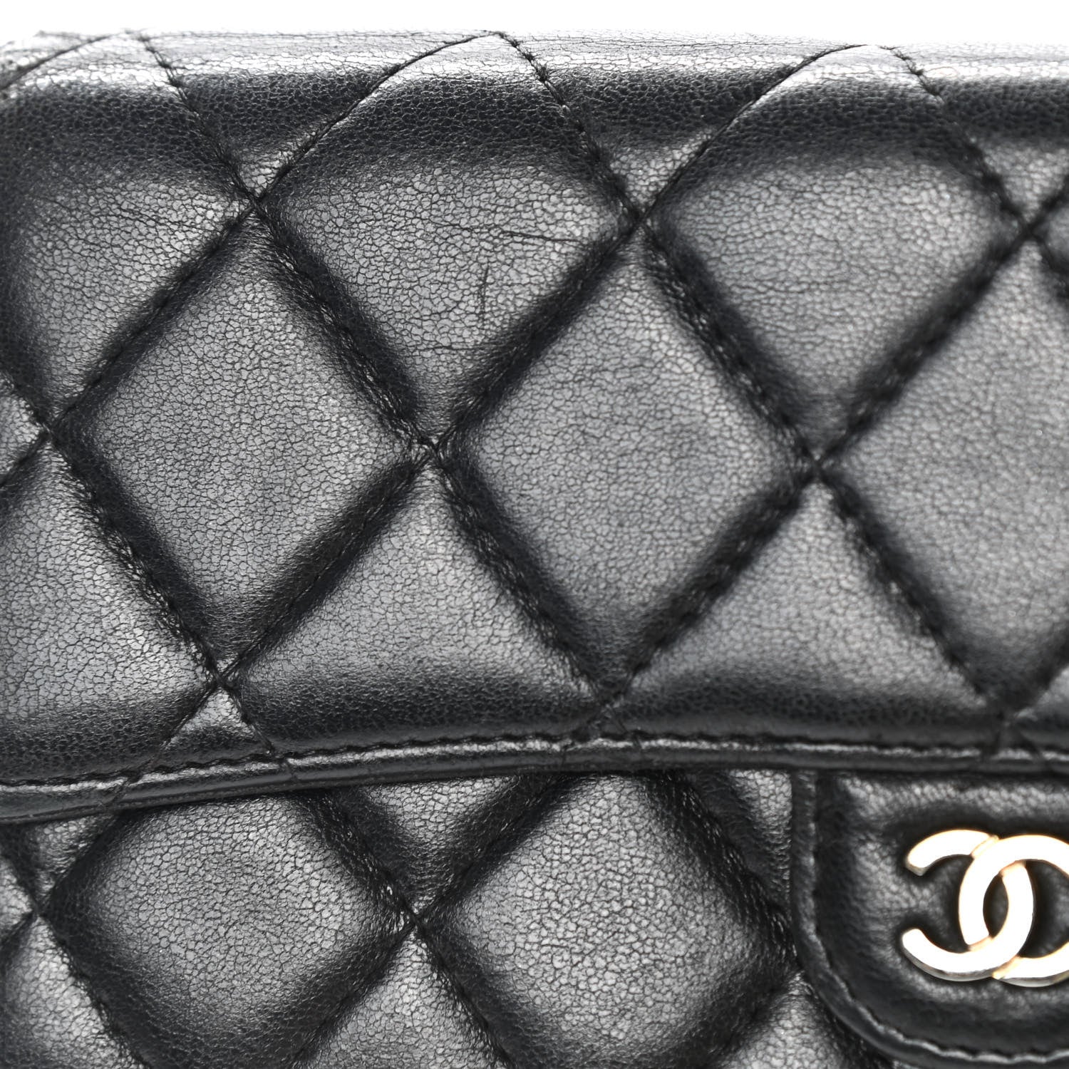 Chanel Lambskin Quilted Large Gusset Flap Wallet Black 21 of 24