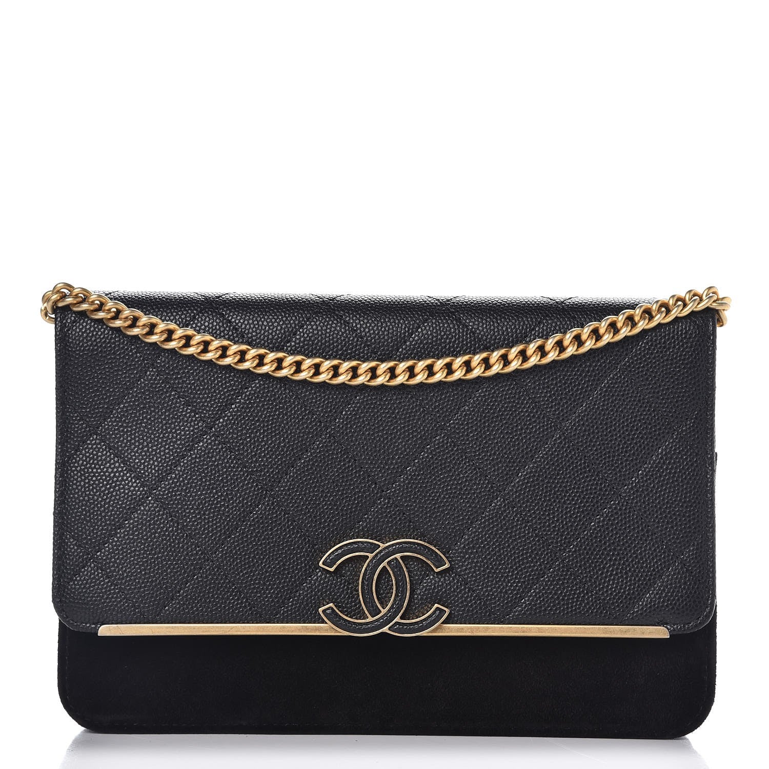 Chanel Caviar Suede Stitched Lady Coco Wallet On Chain WOC Black 1 of 10