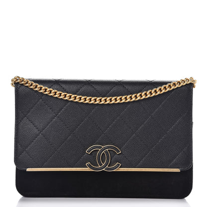 Chanel Caviar Suede Stitched Lady Coco Wallet On Chain WOC Black 1 of 10