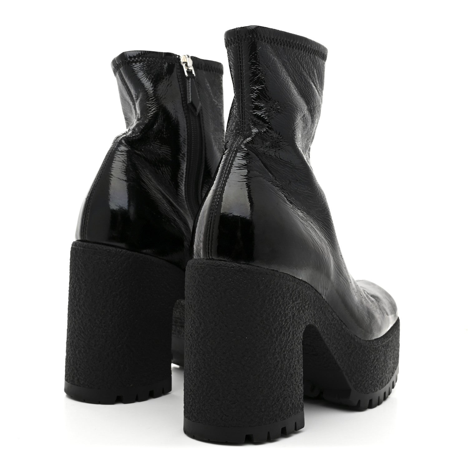 Miu Miu Naplak Patent Zip Lug Sole Boots 37 Black 5 of 9