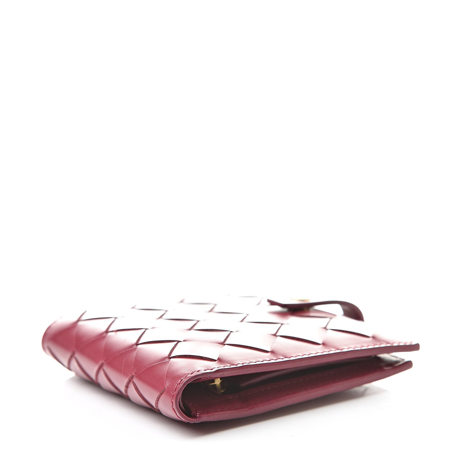 Glossy Woven Calfskin Wallet Bordeaux