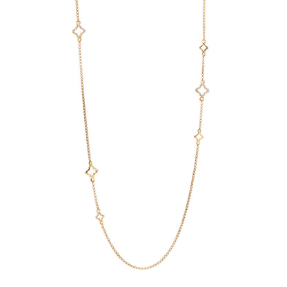 David Yurman 18K Yellow Gold Diamond Quatrefoil Station Necklace 1 of 4