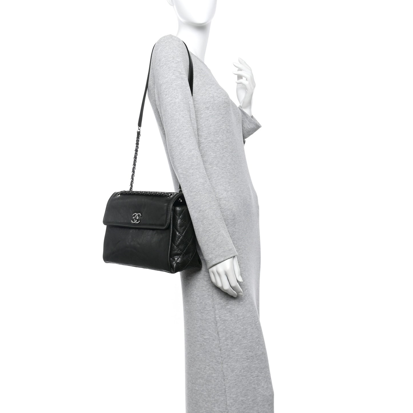 Calfskin Flap Bag Dark Green