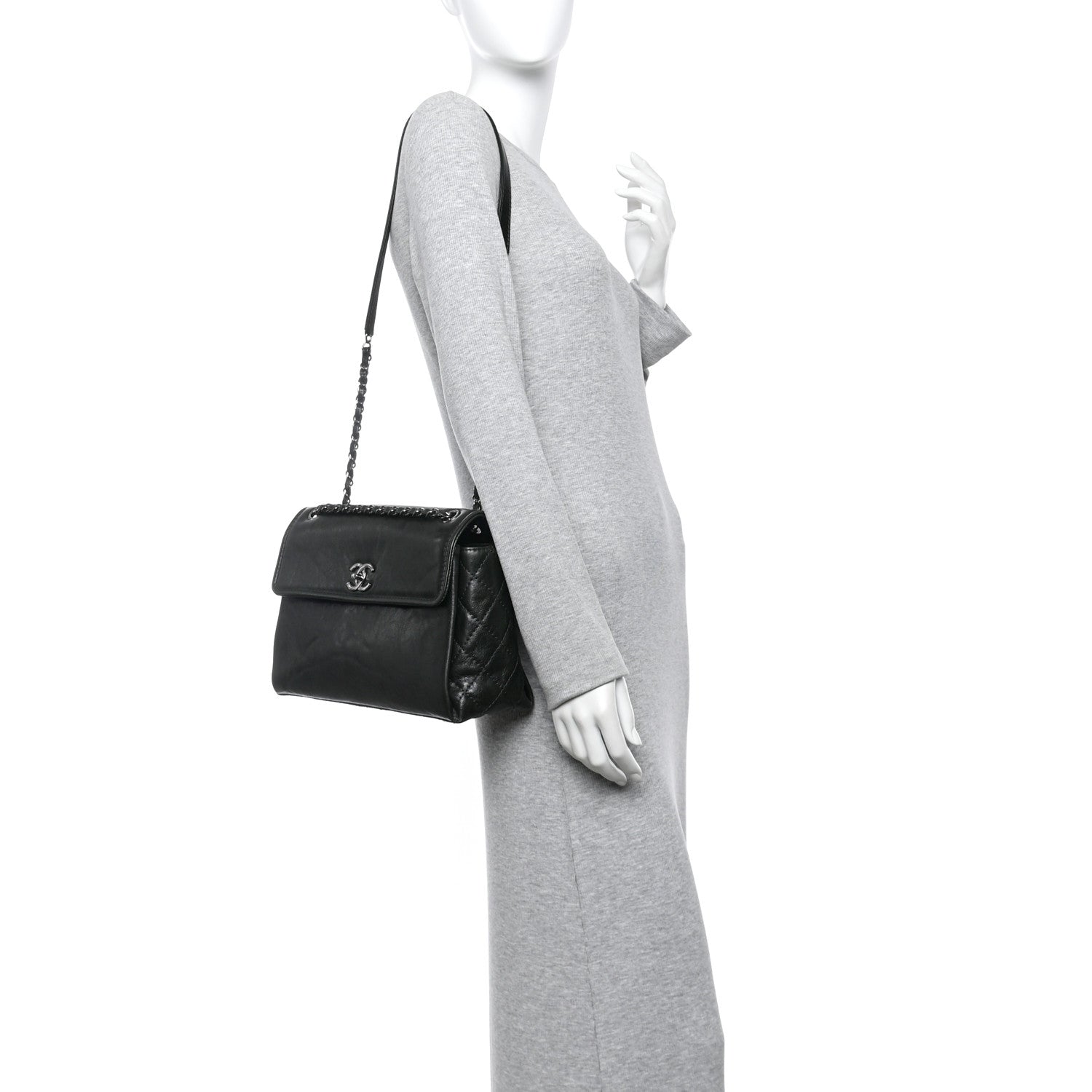 Chanel Calfskin Flap Bag Dark Green 2 of 11