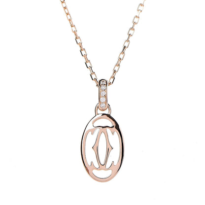 Cartier 18K Pink Gold Diamond Logo Pendant Necklace 4 of 6
