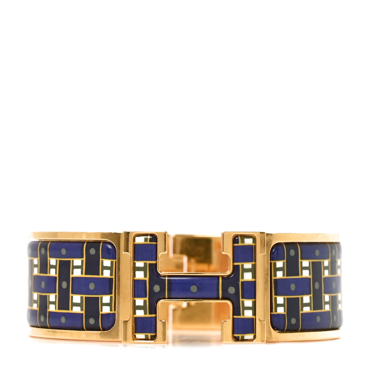 Hermes Enamel Print Son Du H Wide Clic Clac H Bracelet GM Marine Classique 1 of 4