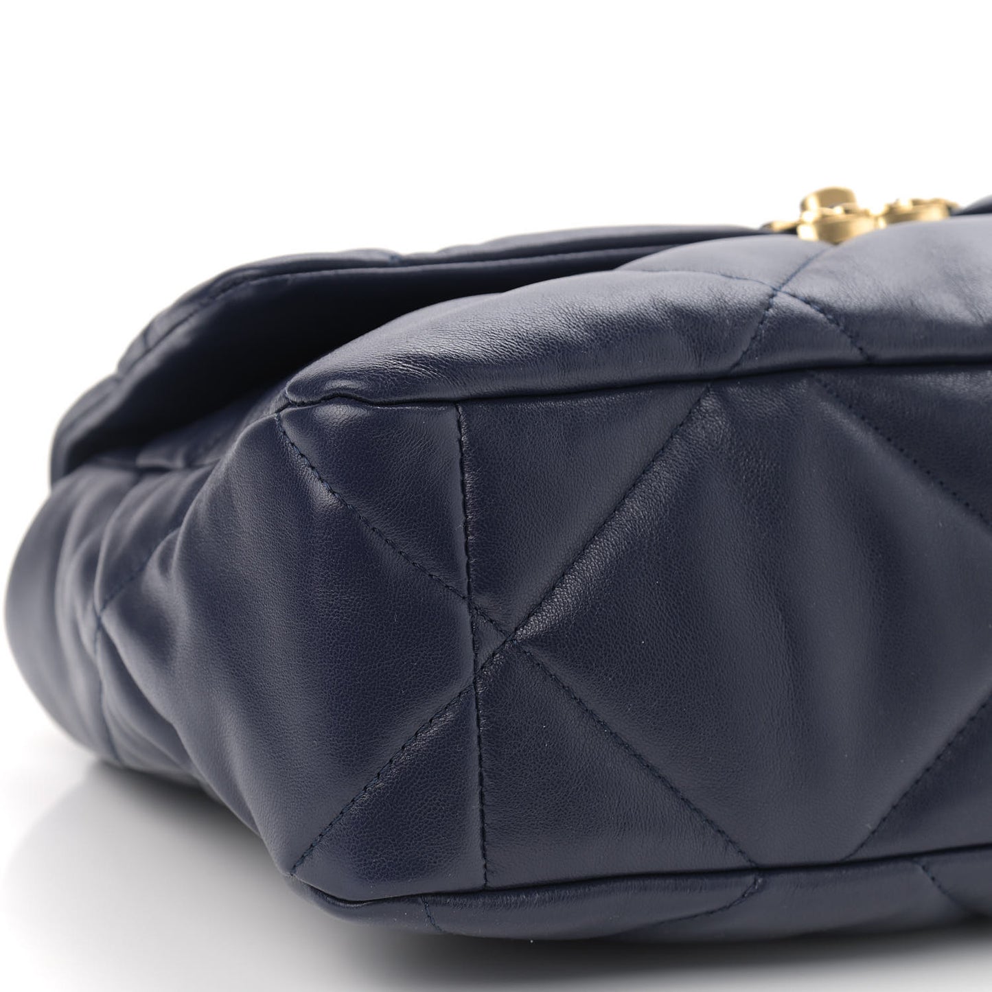 Lambskin Quilted Large Chanel 19 Flap Navy Blue