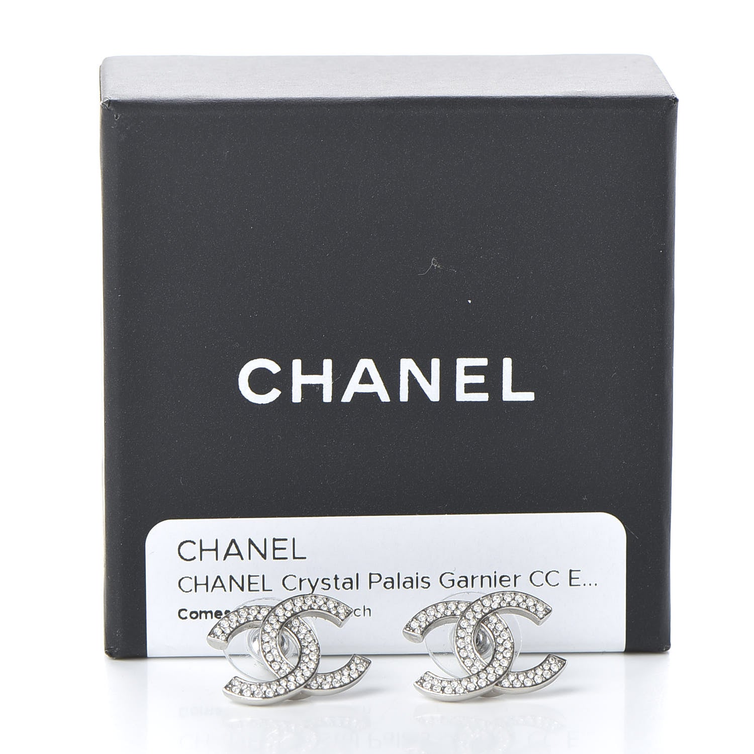 Chanel Crystal Palais Garnier CC Earrings Silver 5 of 5