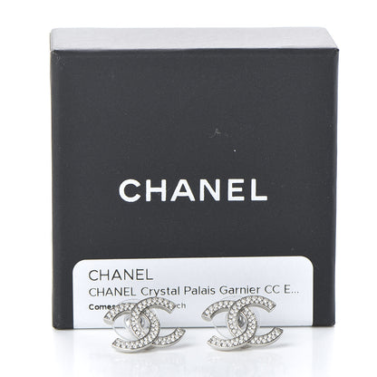 Chanel Crystal Palais Garnier CC Earrings Silver 5 of 5