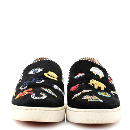 Christian Louboutin Suede Womens Roller Boat Slip On Sneakers 35 Black Multicolor 2 of 10