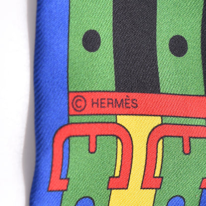 Hermes Silk Rocabar Twilly Bleu Royal Jaune Vert 4 of 5