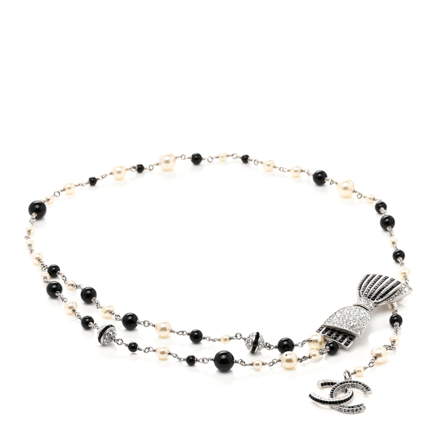 Crystal Beaded CC Bow Multi Strand Belt Black