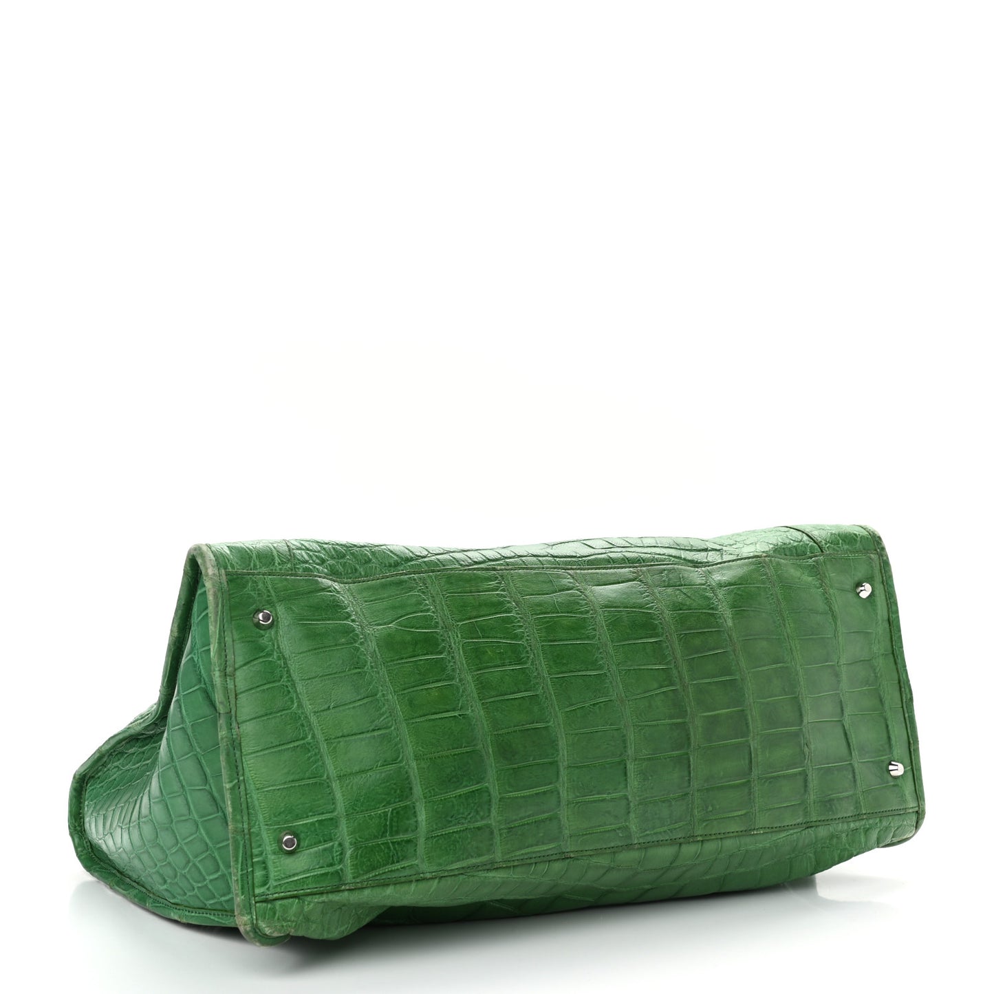 Crocodile Classic Silver Hardware Work Green