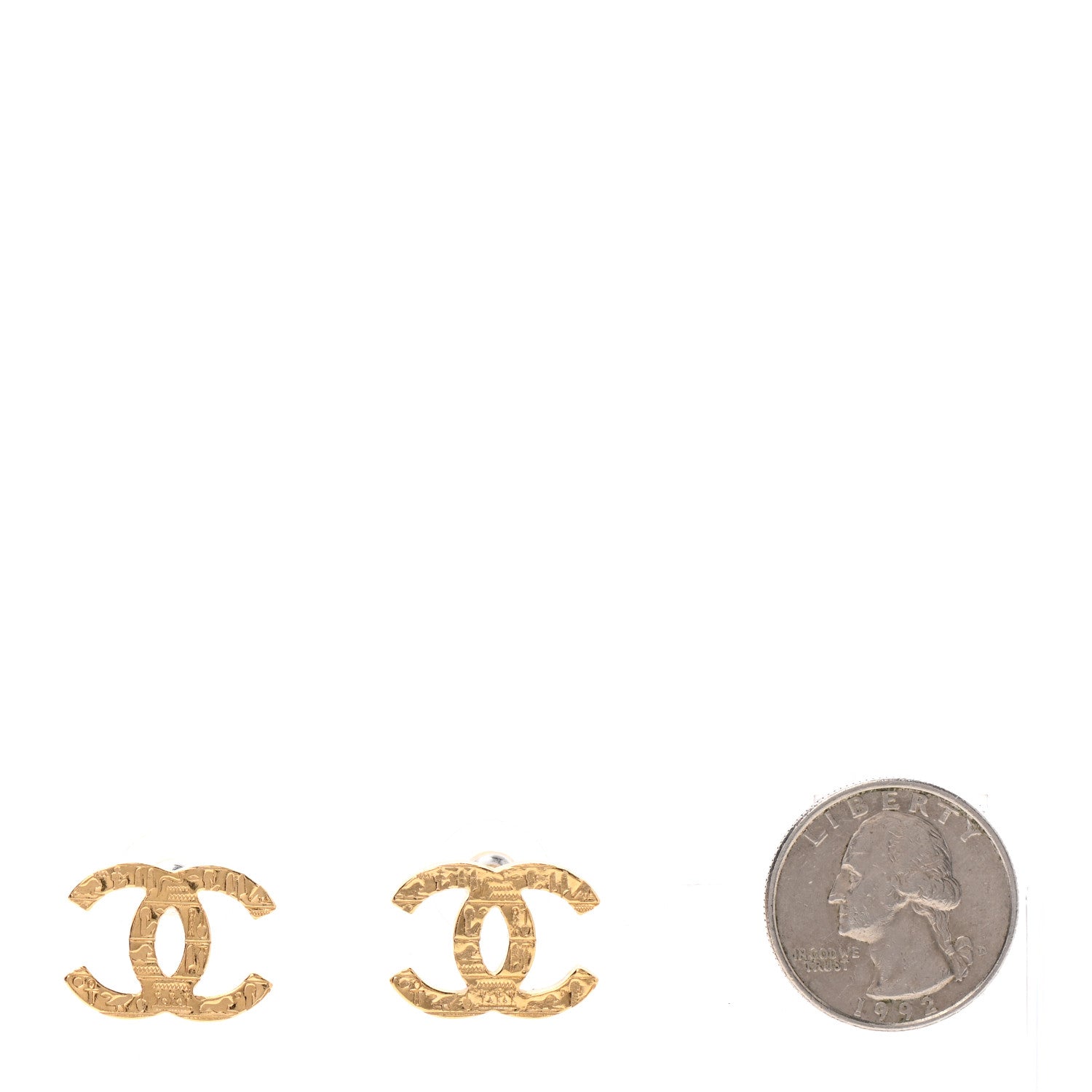 Chanel Metal Textured CC Earrings Gold 2 of 4